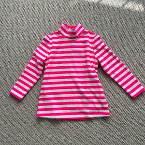 Dudley Stephens Girls L Pink and White Striped Turtleneck Top